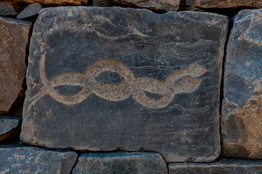 Hieroglyphics of snakes at Al-Ukhdud Archaeological Site in Najran, Saudi Arabia