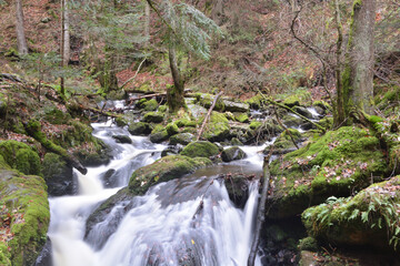 A beautiful waterfall in Ravenna Gorge, Breitnau, Black Forest, Germany