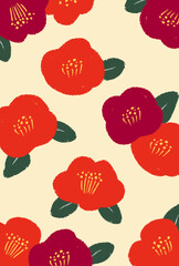 椿の背景イラスト、年賀状