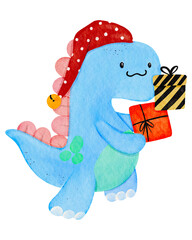 Watercolor cute dinosaur cartoon character 