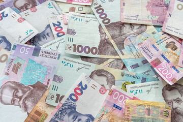 Different Ukrainian money backgrounds