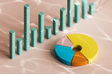 Multi colored pie chart by bar graphs