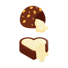 illustration design of round shaped chocolate cake with vanilla cream filling