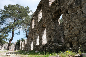 Ruins of Olympos Ancient City on sunny winter day. Turkey.