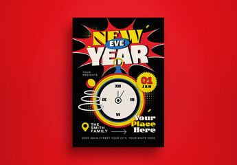 Black Flat Design New Year's Eve Flyer
