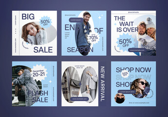 Blue Minimalist Winter Fashion Sale Instagram Set