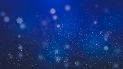 Obraz premium Glowing glittering festive abstract blue background with bokeh and shiny particles