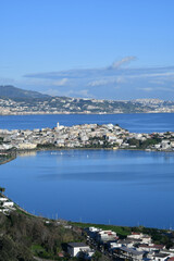 View of the coast and gulf north of the city of Naples, Italy.