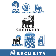 SECURITY DOG LOGO, GREAT SILHOUETTE OF BIG AND DANGER ANIMAL vector illustrations