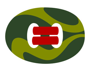 Oval button in flat style. Beautiful sewing item.