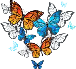Wall murals Butterflies in Grunge Morpho and Monarchs butterflies
