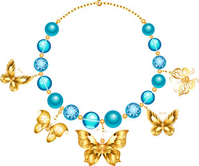 Necklace of golden butterflies