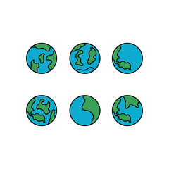 Vector planet Earth icon. Flat planet Earth icon. Flat design vector illustration