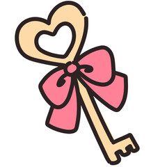 Key vector illustration in line filled design