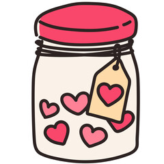 Valentine jar vector illustration in line filled design