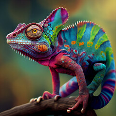 colorful chameleon - obrazy, fototapety, plakaty