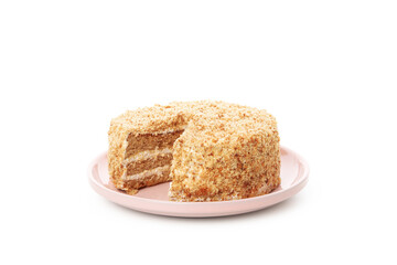 Fototapeta na wymiar Concept of sweets, honey cake, isolated on white background