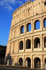 Stone ancient walls of the Colosseum in Rome