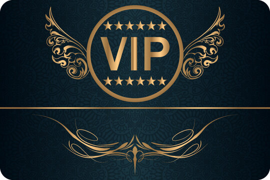 luxury gold and black premium vip card for club members only, label with a ribbon on a black background