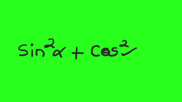 Math and physics formulas. Seamless loop with chroma key. Camera flies through handwritten mathematics equations and geometric shapes.