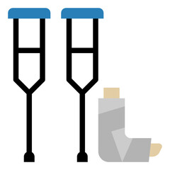 Crutches flat icon