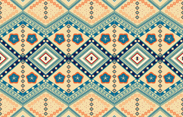 Geometric ethnic pattern design. Aztec fabric carpet mandala ornament chevron textile decoration wallpaper.