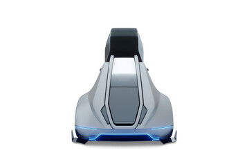 Autonomous, electric, self-driving truck with trailer isolated on white background. Transportation without drivers, technologies of the future. 3D render, 3D illustration.