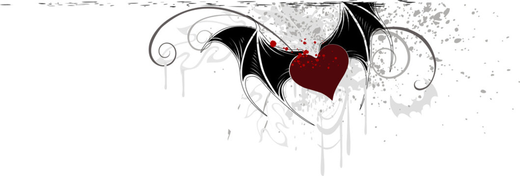 Bottom Halloween Banner with Vampire Heart