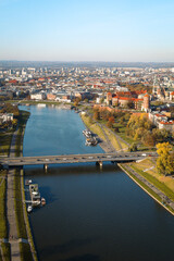 Krakow panorama city view of Wawel Royal Castle