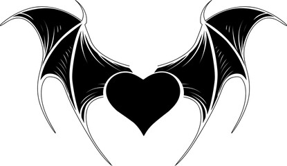Black wings with heart