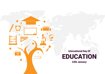 international day of education background celebrated on january 24th. - obrazy, fototapety, plakaty
