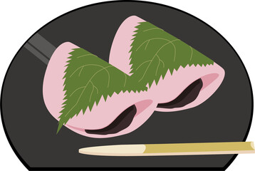 桜餅（関東）イラスト