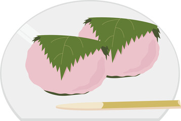 桜餅（関西）イラスト