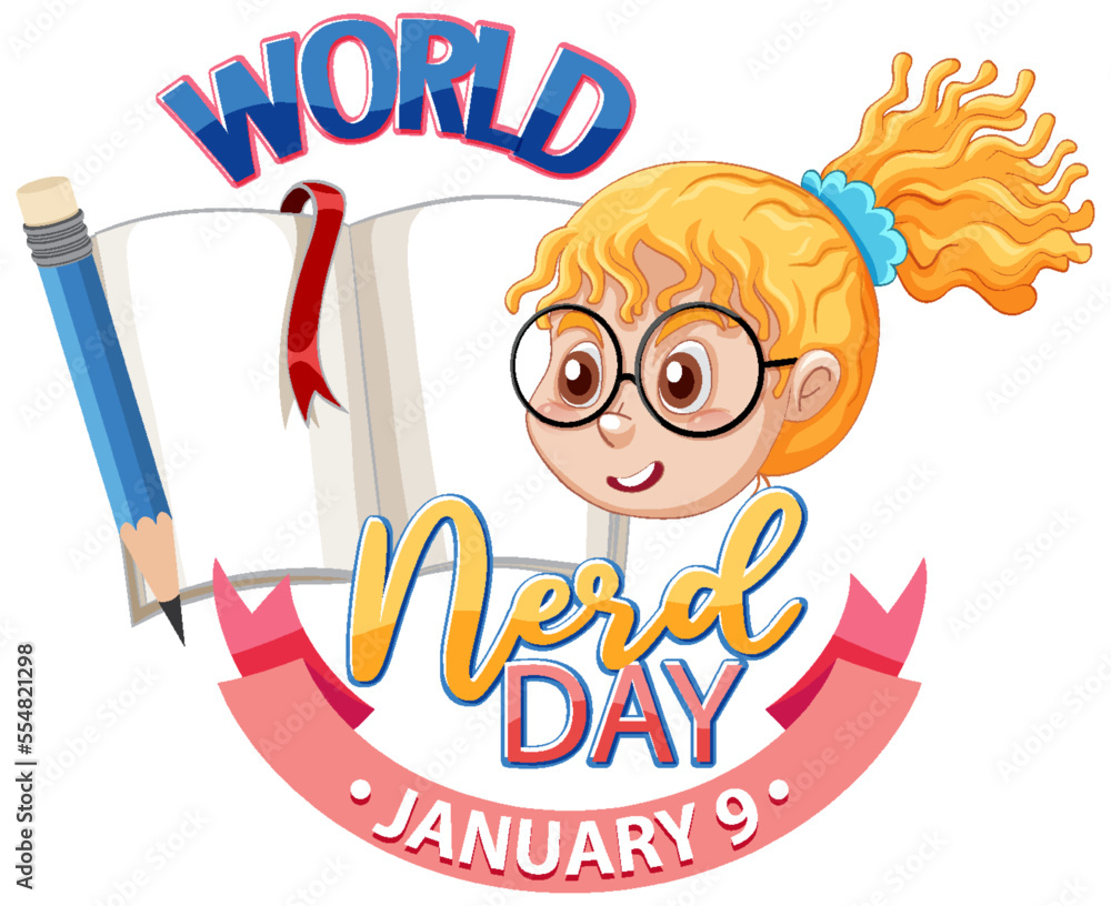 Poster world nerd day banner design