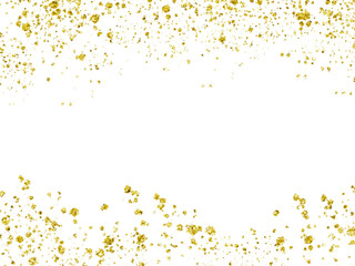 Abstract gold confetti overlay, isolated object with transparent background, metallic sparkles, golden falling random snow