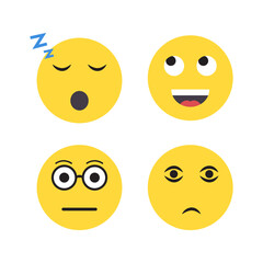 Emoji day collection set. Happy smiles, crying faces, sad, angry and many other facial expressions. Vector design illustration.