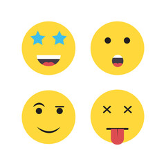 Emoji day collection set. Happy smiles, crying faces, sad, angry and many other facial expressions. Vector design illustration.