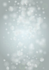 Vector Magical Glowing Background with Silver and Purple Falling Hexagon on Blue. Falling Snow. Glittery Confetti Frame. Christmas and New Year Design. Winter Sky. Summer Sunshine. Water Bokeh Splash.