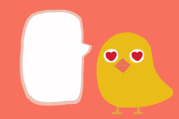 目がハートの嬉しそうなヒヨコ