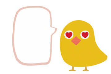 目がハートのヒヨコ（吹き出し）