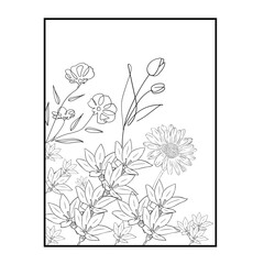 Flower Coloring Book Page For Adult