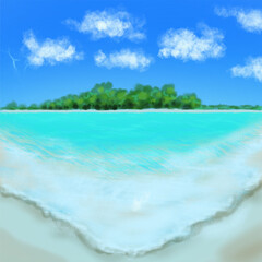 Panoramic Sea beach and sand with blue sky.