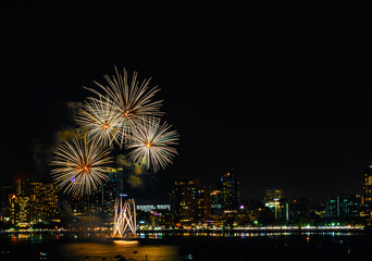 Fototapeta premium Abstract colored firework background light up the sky with dazzling display
