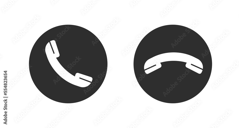 Poster decline accept mobile call messenger button icon pictogram vector, dial hang up telephone round circ