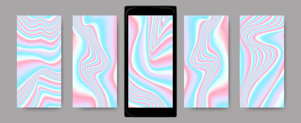 Multicolor Holographic Background. Abstract Gradient Templates for Mobile. Neon Fluid Textures. Holography Screensavers. Vector Wave Wallpaper. Mesh Vibrant Liquids. Bright Hologram Set.