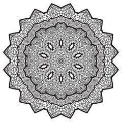 Mandala Coloring book template. wallpaper design, lace pattern and tattoo. decoration for interior design. Vector handdrawn ethnic oriental circle ornament. white background. Indian style