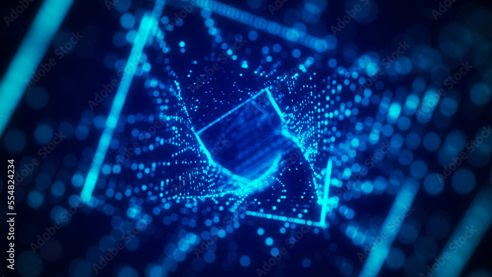 Aufkleber Computer technology background. Digital data flow. Network connection structure. Big data visualization. 3d rendering.