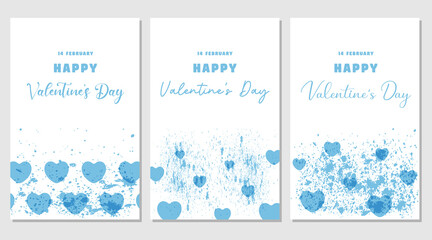 Fototapeta na wymiar Valentine's day blue and white greeting card, posters. Design for valentine and wedding.