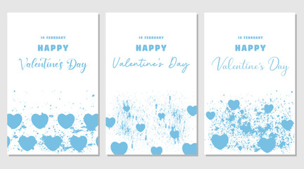 Valentine's day blue and white greeting card, posters. Design for valentine and wedding.