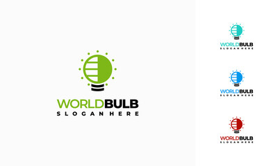 World Bulb Logo designs concept vector, World Education logo designs template